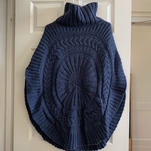 Wool Poncho in Blue